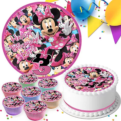 Minnie Mouse Birthday Party Personalised Cake Topper & Cupcake Toppers A038 • £5.09