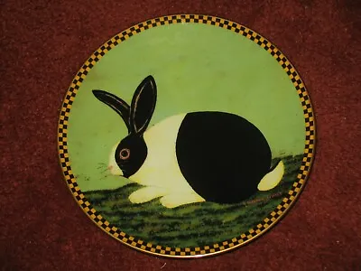 BLACK & WHITE BUNNY ~Warren Kimble~ Barnyard Animals Plate Rabbit Folk Art Farm • $35