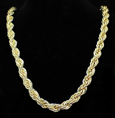 Mens 24  Thick RopeChain 10mm 14k Gold Plated Solid Necklace HipHop High Quality • $16.99