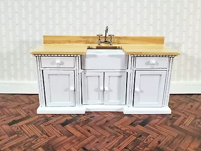 Dollhouse Kitchen Sink Cabinet 1:12 Scale Miniature White Farmhouse Style • $36