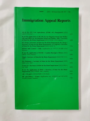 £60 • Buy Immigration Appeal Reports 2022 6th Issue Imm AR 1477 -1798 