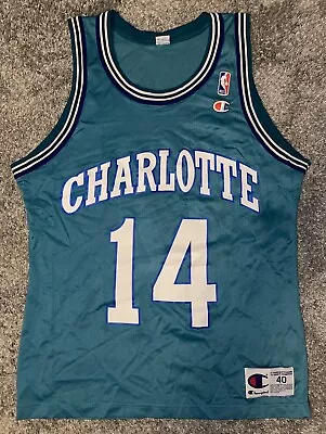 Vintage NBA Charlotte Hornets Anthony Mason Champion Jersey Size 40 • $50