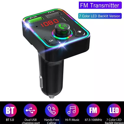 Wireless Bluetooth Car Kit FM Transmitter USB+PD Charger Audio MP3 Music Player • £5.99