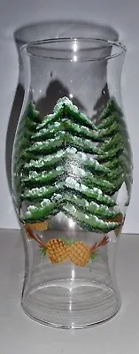 11  Glass Hurricane Hand Painted Evergreen/Pinecone Candle Chimney Shade • $26.90