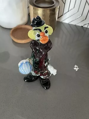 Vintage Murano Glass Clown 8.5  Figurine • $10