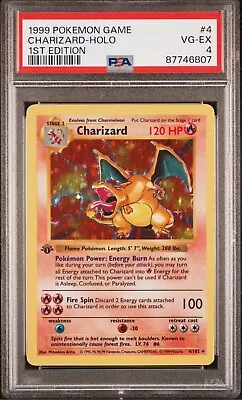 Pokemon Card PSA 4 VG-Ex 1st Edition Shadowless Charizard 1999 Holo Rare 4/102 • $5000