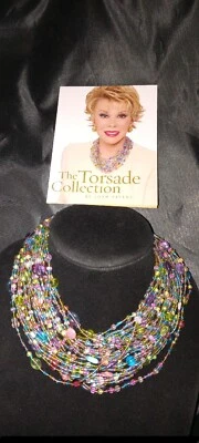$63 • Buy JOAN RIVERS VINTAGE TORSADE COLLECTION PASTEL 12 Strands Czech BEAD NECKLACE New