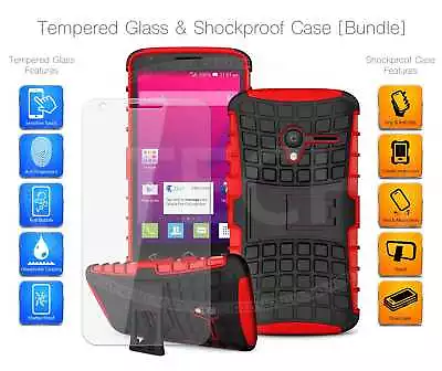 Shockproof Kickstand Case For LG G4 & Tempered Glass Screen Protector • £6.75