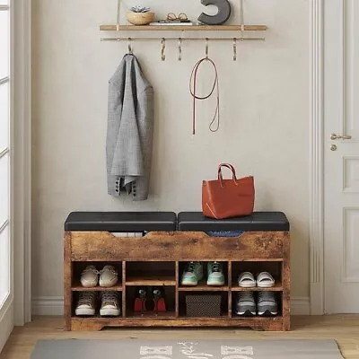 Shoes Bench Entryway Bench With Storage Shoe Rack With 2Lift Box & 8Compartment • $96.89