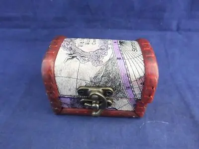 Small Wooden Chest Gift Trinket Box With A Old Map Design On The Top. • £11.46