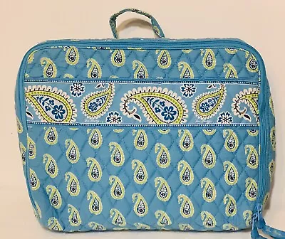 Vera Bradley Computer Laptop Portfolio Light Blue Green Paisley ~ Outside Pocket • $16.99