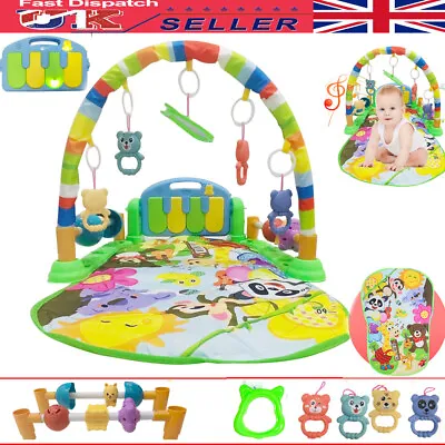 Baby Gym Play Mat Fitness Music Fun Lay Activity Toy Playmat W/ Guardrails Piano • £19.73