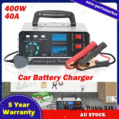 400W 40A 12V/24V Car Battery Charger Smart Pulse Repair Boat Trickle AU Plug • $55.19