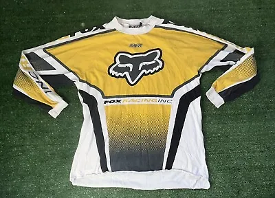 Fox Racing Motocross Jersey  Retro Vintage Rare Evo 90s Large Yellow RS Shirt MX • $60.03