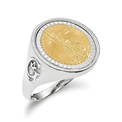 14k White Gold 1/10oz American Eagle Diamond-Cut Coin Ring • $2272.82