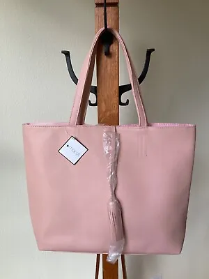 Macy's Tote Bag - Pink Faux Leather - Tassel Closure Accents • $13.99