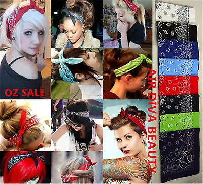 Women Men Retro Hip Hop Cotton Biker Dance Paisley Bandana Hair Headband Wrap  • $4.85