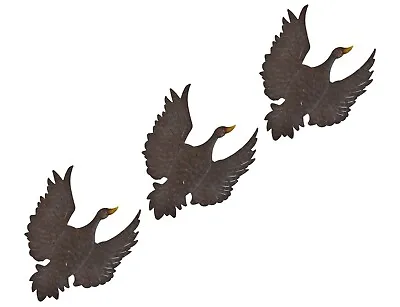 3 Brown Flying Ducks Garden Wall Hanging Metal Silhouette Ornaments Home Decor • £32.54