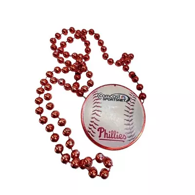 Souvenir Beaded Necklace Plastic Red Phillies Comcast SportsNet • $12