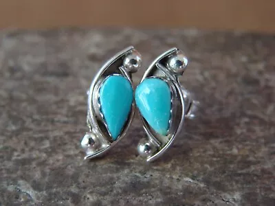 $26.99 • Buy Zuni Indian Jewelry Sterling Silver Turquoise Tear Drop Post Earrings By Kanesta
