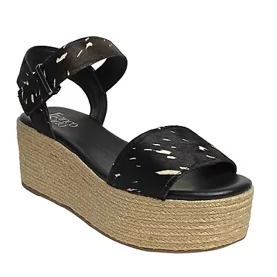 Franco Sarto Women's 8W Spotted Ben Calf Hair Platform Jute Espadrille Sandal • $35.41