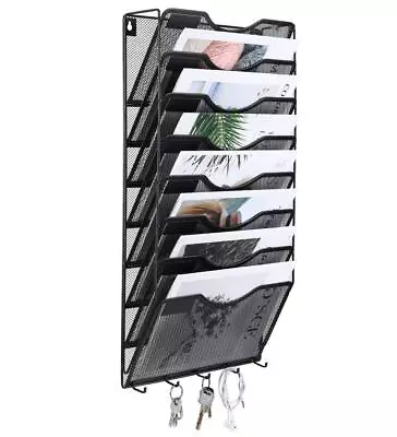Hanging File Organizer 8 Pocket Wall Mount File Holder Vertical Wall Mail Org... • $56.68
