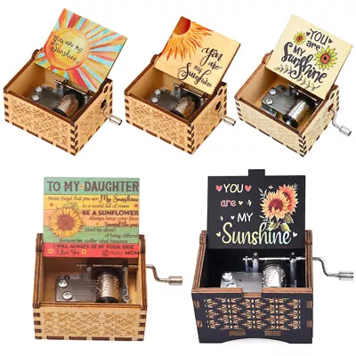 You Are My Sunshine Music Box Black Engraved Hand-Cranked Wooden Musical Boxes • £6.49