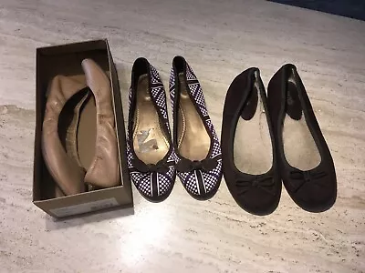 Lucky Brand Emmie Ballet Flats Nude SZ 10 & J Crew Dollhouse Flats All SZ 10 • $13.99