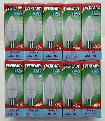 £10.99 • Buy 10 X Eveready 5.2W = 40W LED Candle Bulbs SBC/B15 Daylight White