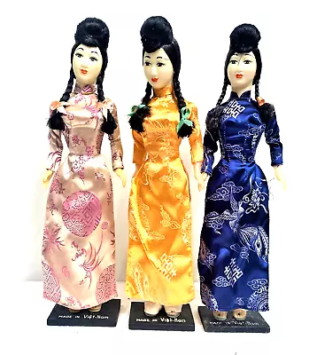 16  Vintage 1960s Asian Vietnam Viet-Nam 16  X3 Plastic Gaisha Girl Dolls - 2.3 • $35