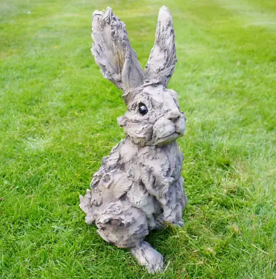 Large Wood Effect Hare Sculpture Resin Rabbit Home Garden Statue Ornament Animal • £37.99