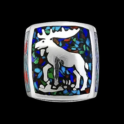 925 Sterling Silver Moose Ring Outdoor Enthusiast Tribal Hunting Size 8 • $79.99