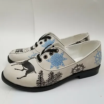 Streetfly Shoes Sneakers White Snowflakes Deer Pattern Women EU 38 US 8-8.5 • $27.99