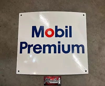 NOS 1960’s MOBIL PREMIUM Porcelain Gas Pump Plate Sign - Gas & Oil • $250