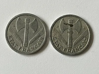 1942 & 1944 Vichy France 1 Franc Old Antique WW2 German Foreign European Coins • $1.25