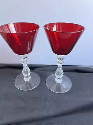 Morgantown Glass Plantation Spanish Red Goblet Pineapple Stem Lot 2 • $9