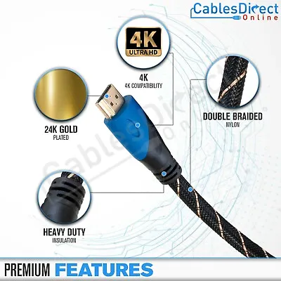 4K Gold HDMI Cable 2.0 3d Lot Length 3ft 6ft 10ft  20ft 30ft 40ft 50ft 100ft • $108.65