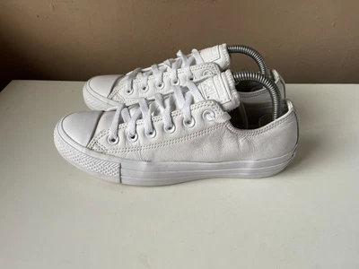 £17 • Buy CONVERSE ALL STAR Unisex White Leather Low Top Trainers Size 6/39