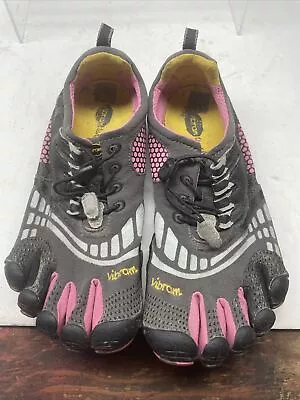 Vibram Five Fingers KMD Sport Shoe Women Gray Black Pink Size US 8.5 EU 39 • $20