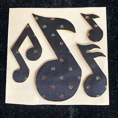 Satin & Glitter Vintage 1980s Stickers Music Notes Black • $30