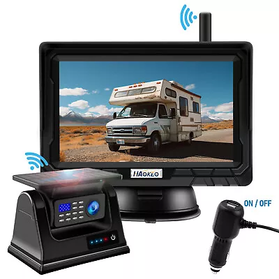 Solar Magnetic Wireless Backup Camera 5  HD Monitor Rear View Reverse System Kit • $86