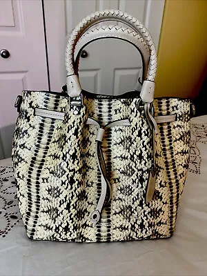 Michael Kors Ivory & Black Python Snake Skin Hobo Bag Purse SUPER CLEAN NICE! • $199.99