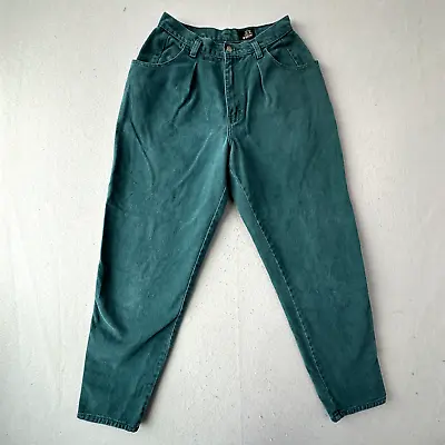 VINTAGE Sasson Jeans Womens 12 Green Tapered Leg Pleated Front Denim • $14.40