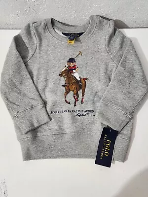 Polo Ralph Lauren Toddler Puff Sleeve Sweater Bear Pony Gray Pullover Girl Sz 3T • $40