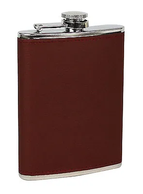 Hip Flask Stainless Steel - New Brown Leather - 8oz  Christmas Gift • £7.49