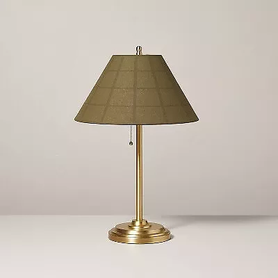 23  Plaid Shade Metal Table Lamp Brass/Green - Hearth & Hand With Magnolia • $22.99