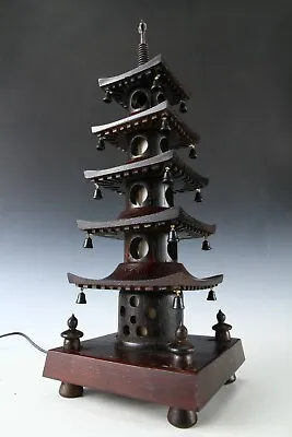 $248.98 • Buy Japanese Vintage Wooden Figure Five Story Pagoda Lamp 五重塔