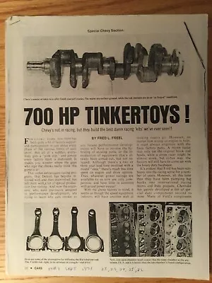 ENG94 Article Engine 700 HP TINKERTOYS Crankshaft Chevrolet Racing Kits 9/71 5pg • $9.99