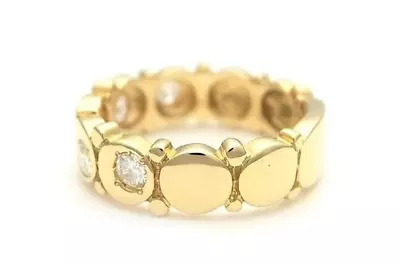 Marina B Demi Moon 5P Diamond 18k Yellow Gold Band Ring US 8 Signed Jewelry • $1615