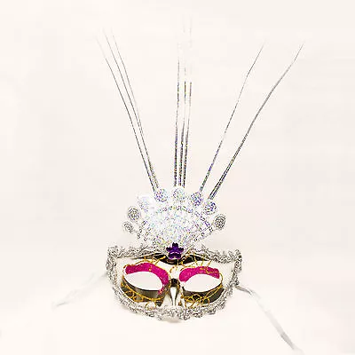 Feather Masquerade Ball Mask Venetian Glitter Fancy Dress Eye Mask • £5.22